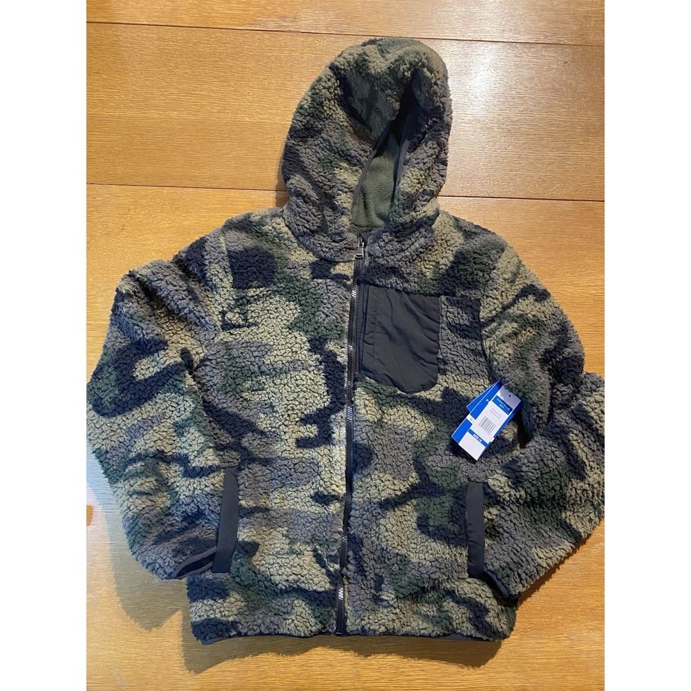Perry Ellis Boys Y18 Hoodie Sherpa Exterior Camo Fleece Lined NWT Men's S